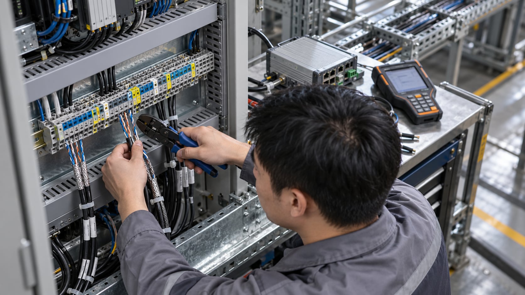 现场网关接线端子与 RS-485 总线连接