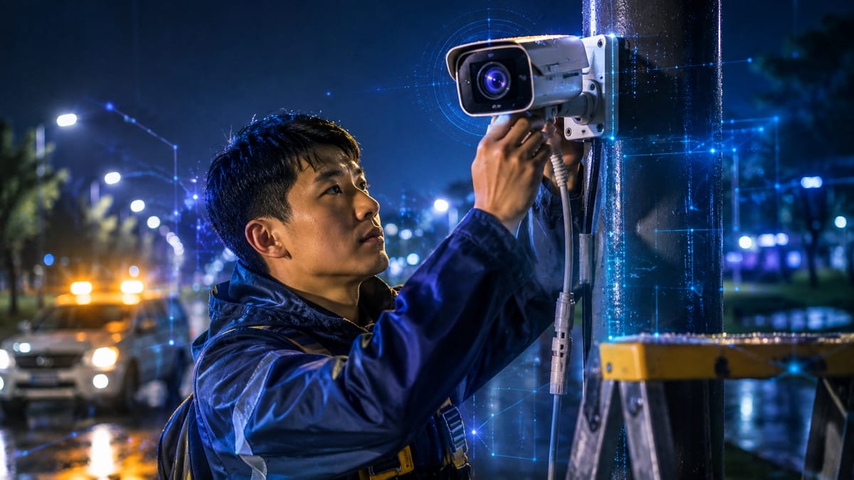 夜间园区立柱上的 C4 摄像头调校